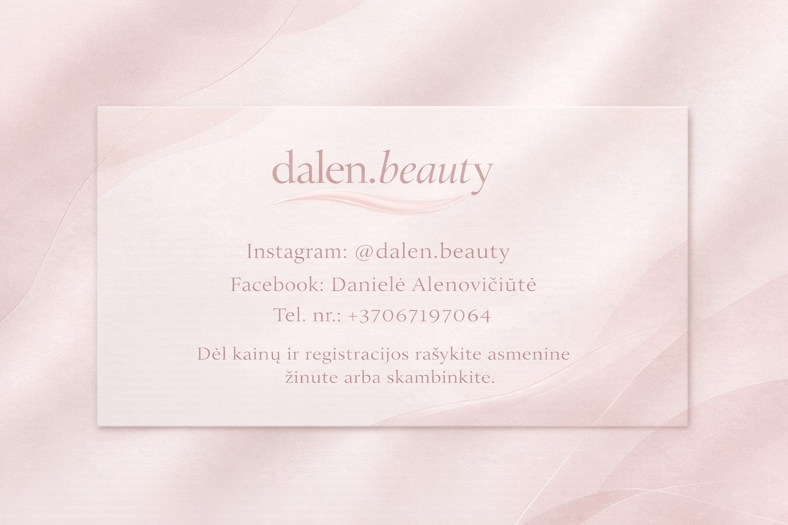 dalen.beauty kontaktinė kortelė
